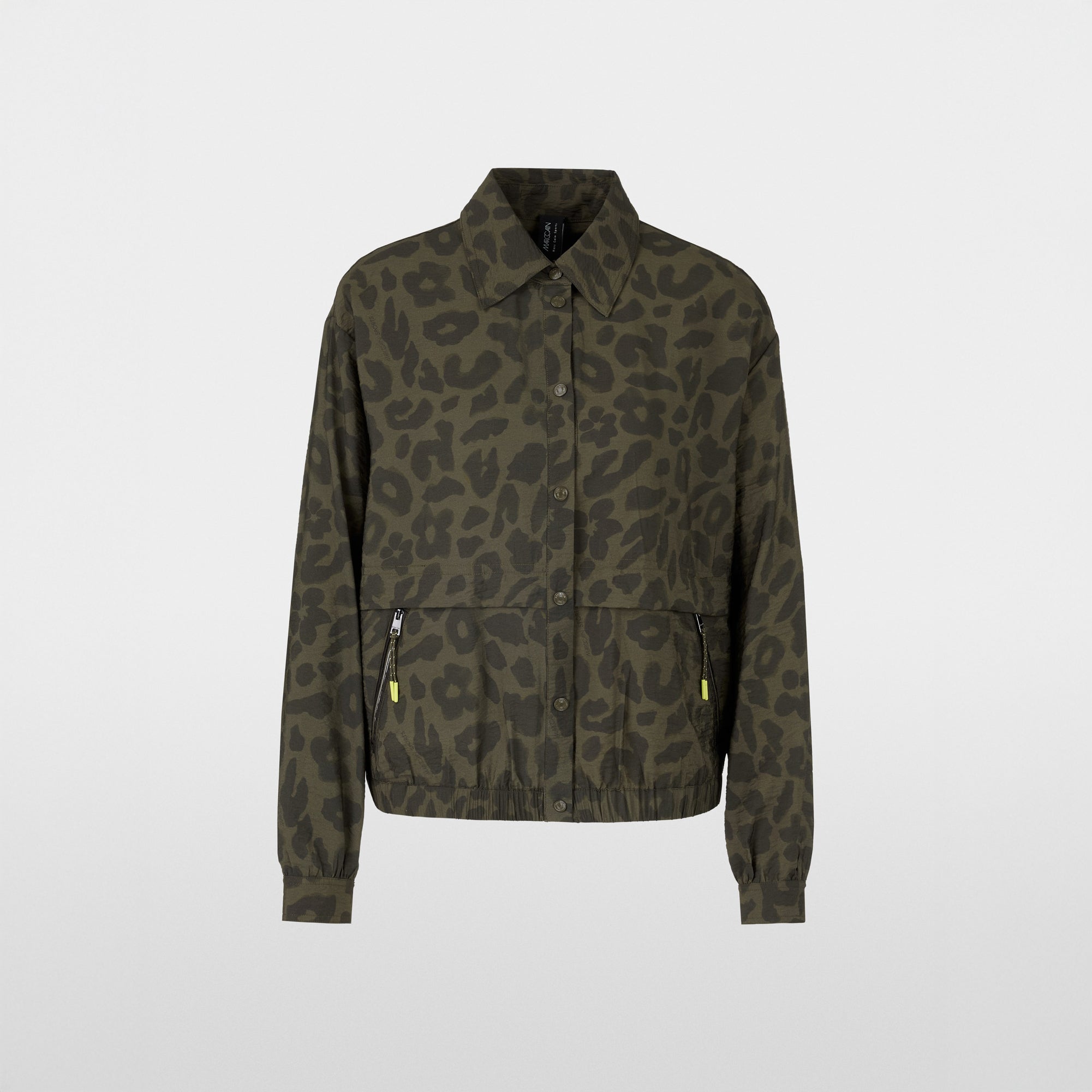 Casual Animal Print Sports Jacket - Olive Drab