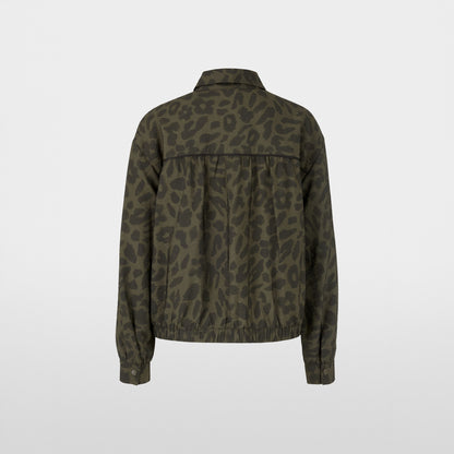 Casual Animal Print Sports Jacket - Olive Drab