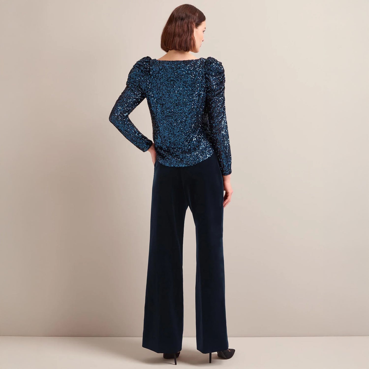 Cecile Sequin Blouse - Navy