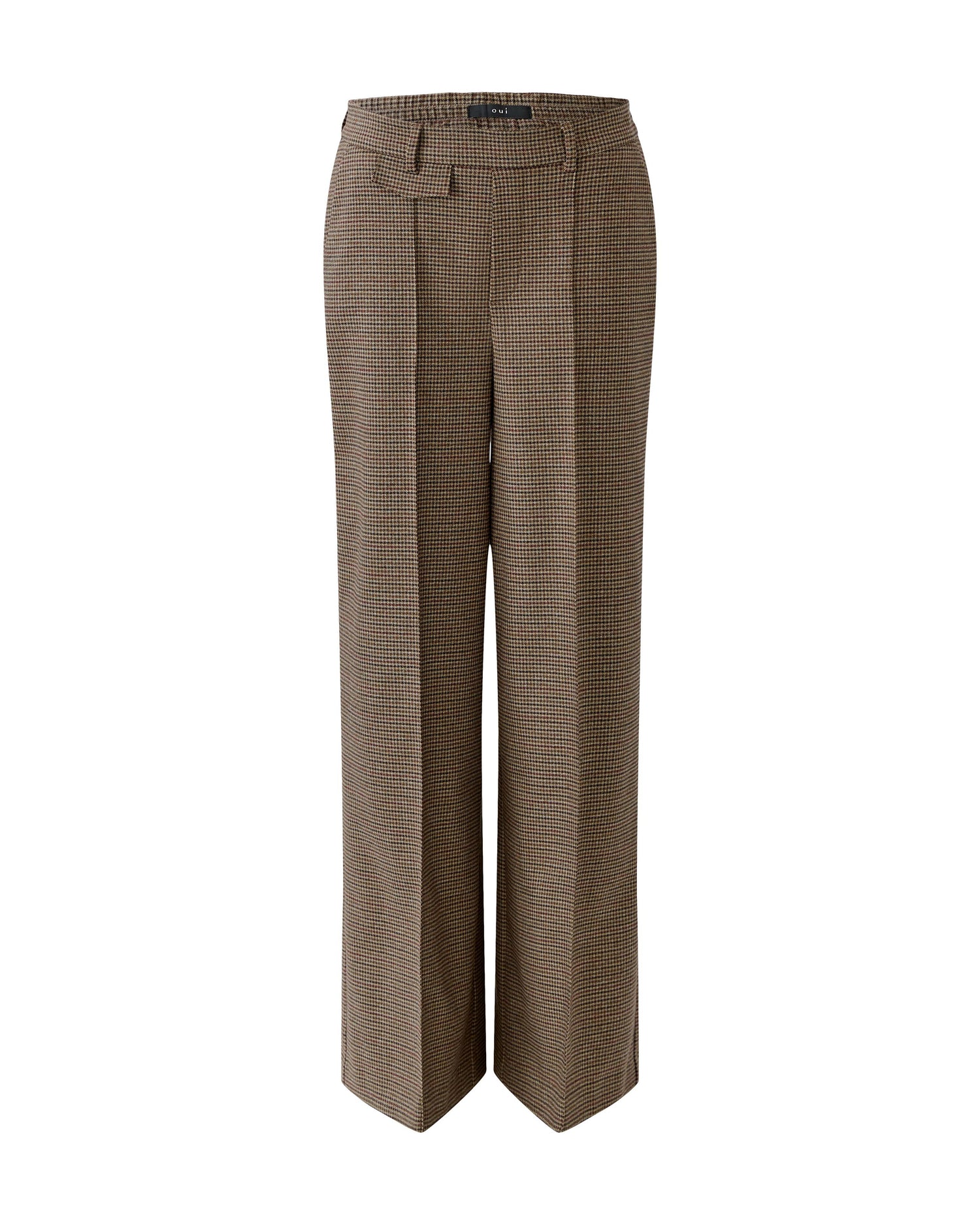 Check Wide Leg Trousers - Brown