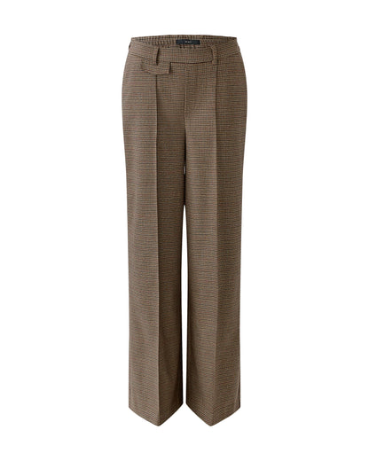 Check Wide Leg Trousers - Brown