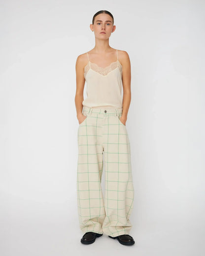 Checked Baggy Pants - Creme Check