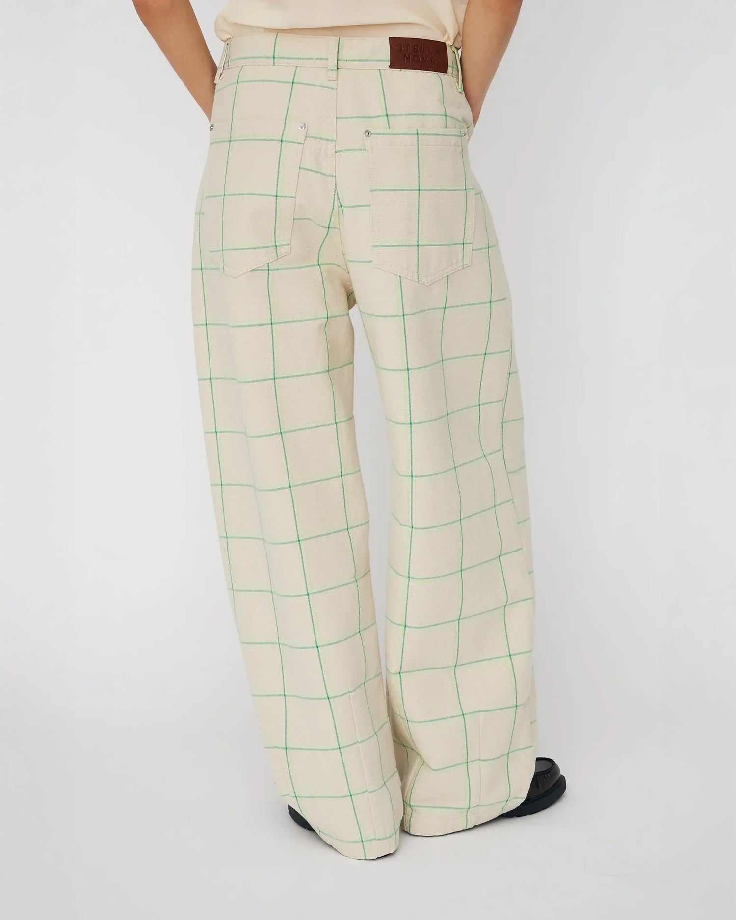 Checked Baggy Pants - Creme Check