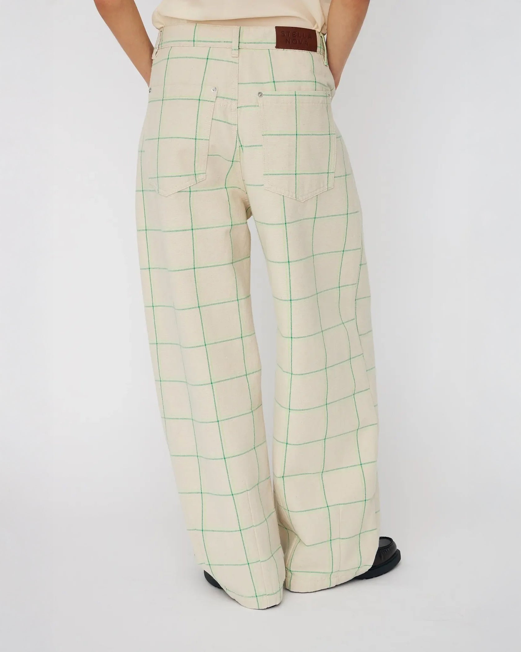 Checked Baggy Pants - Creme Check