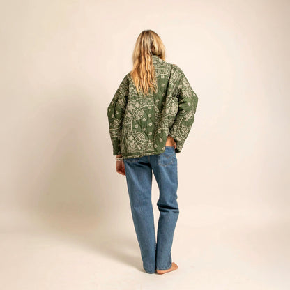 Chicago Bandana Print Jacket - Khaki