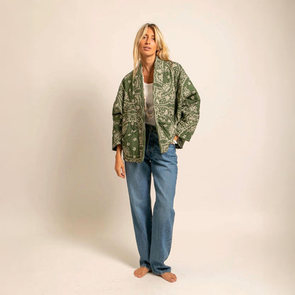 Chicago Bandana Print Jacket - Khaki