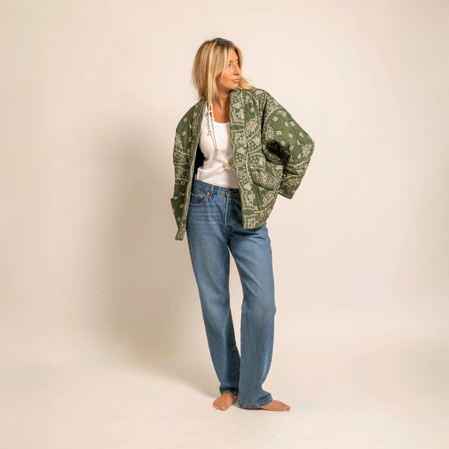 Chicago Bandana Print Jacket - Khaki
