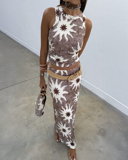 Chocolate Soleil Rib Dorris Skirt - Chocolate