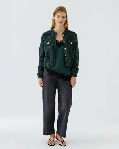 Chunky Knit Cardi - Scarab Green