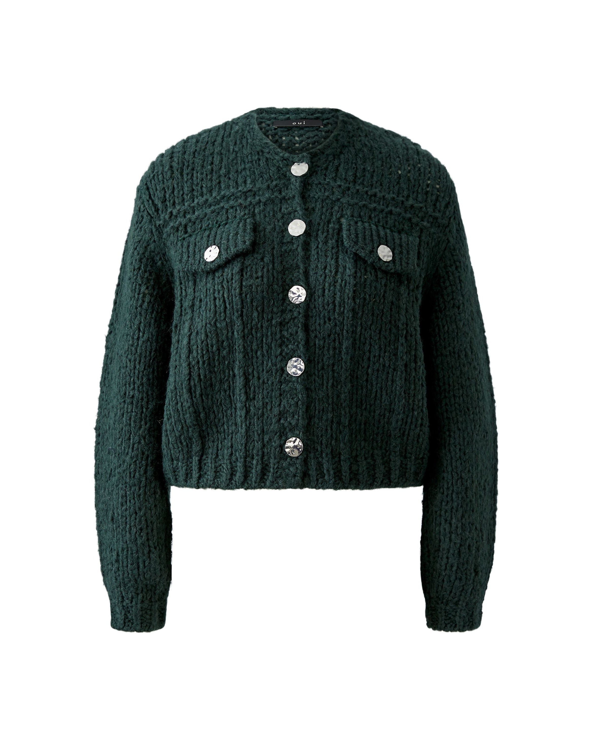 Chunky Knit Cardi - Scarab Green
