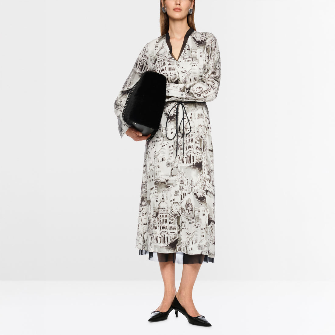 City Art Print Long Dress - Smoke