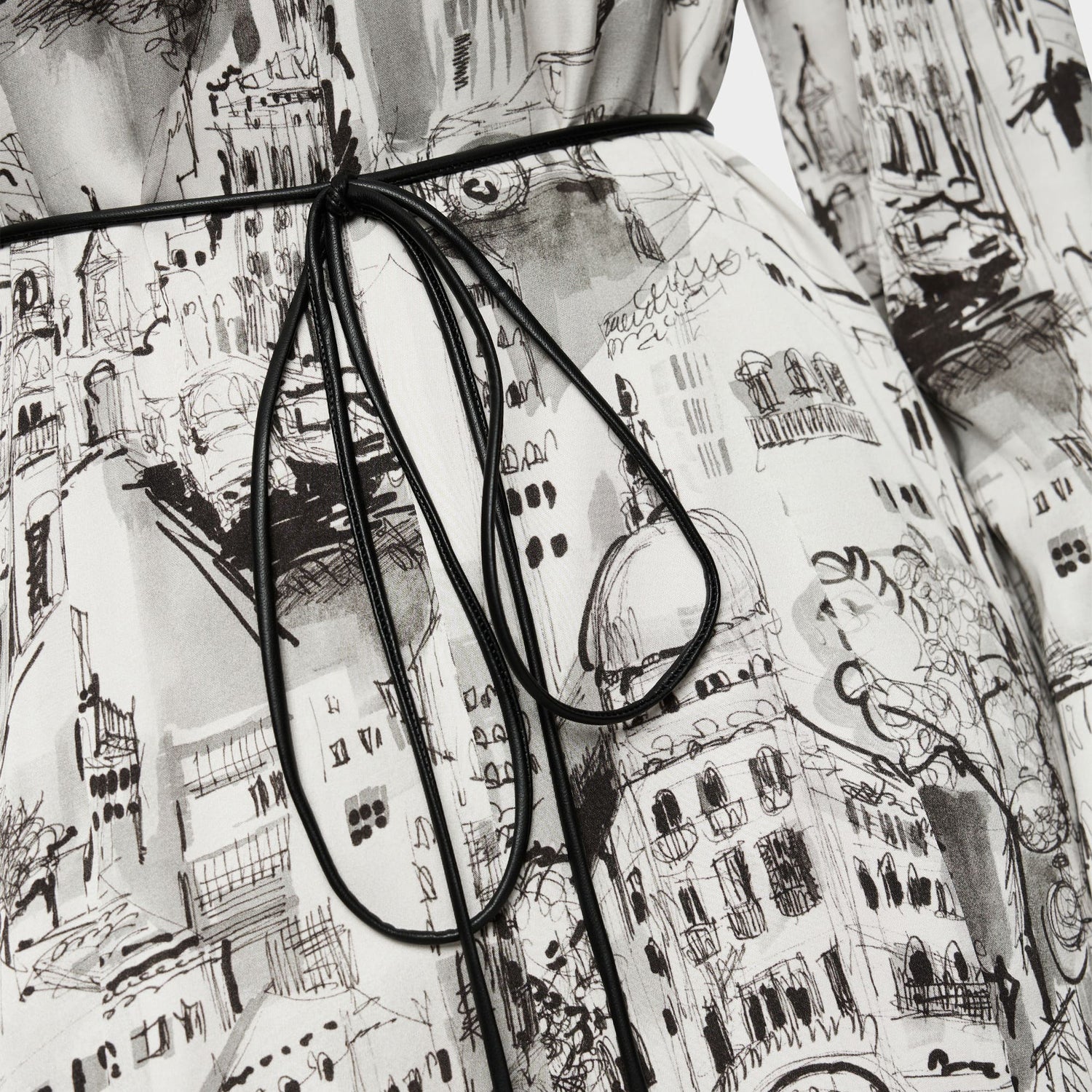 City Art Print Long Dress - Smoke