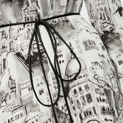 City Art Print Long Dress - Smoke