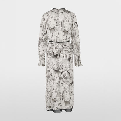City Art Print Long Dress - Smoke