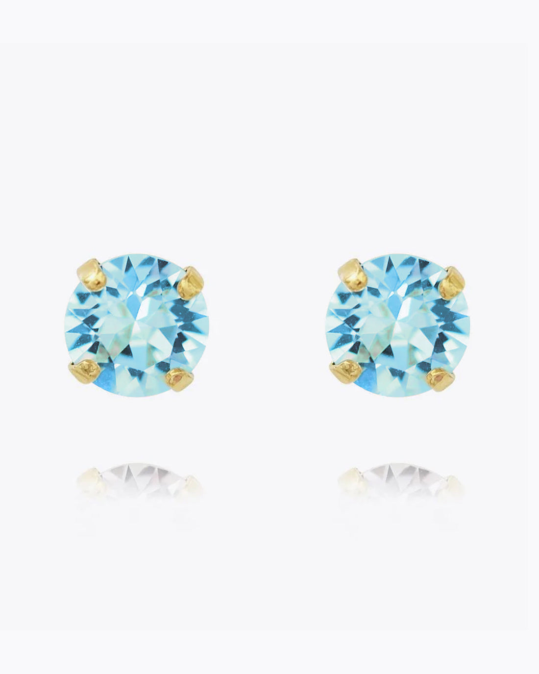 Classic Stud Earrings Gold - Aquamarine