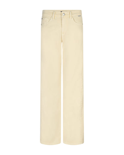 Claudette Slanted Seams Twill Jeans - Butter Yellow