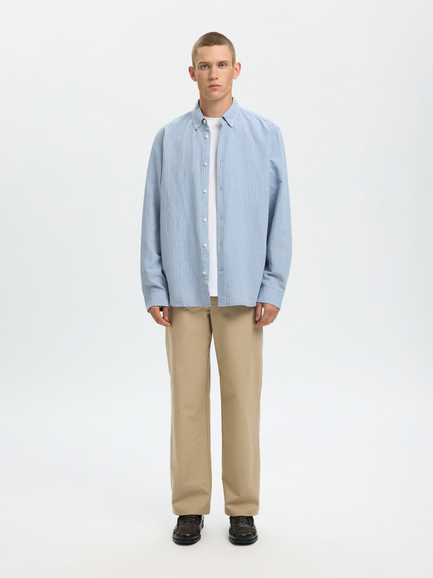 Clay Linen blend Long Sleeve Shirt - Dusty Blue