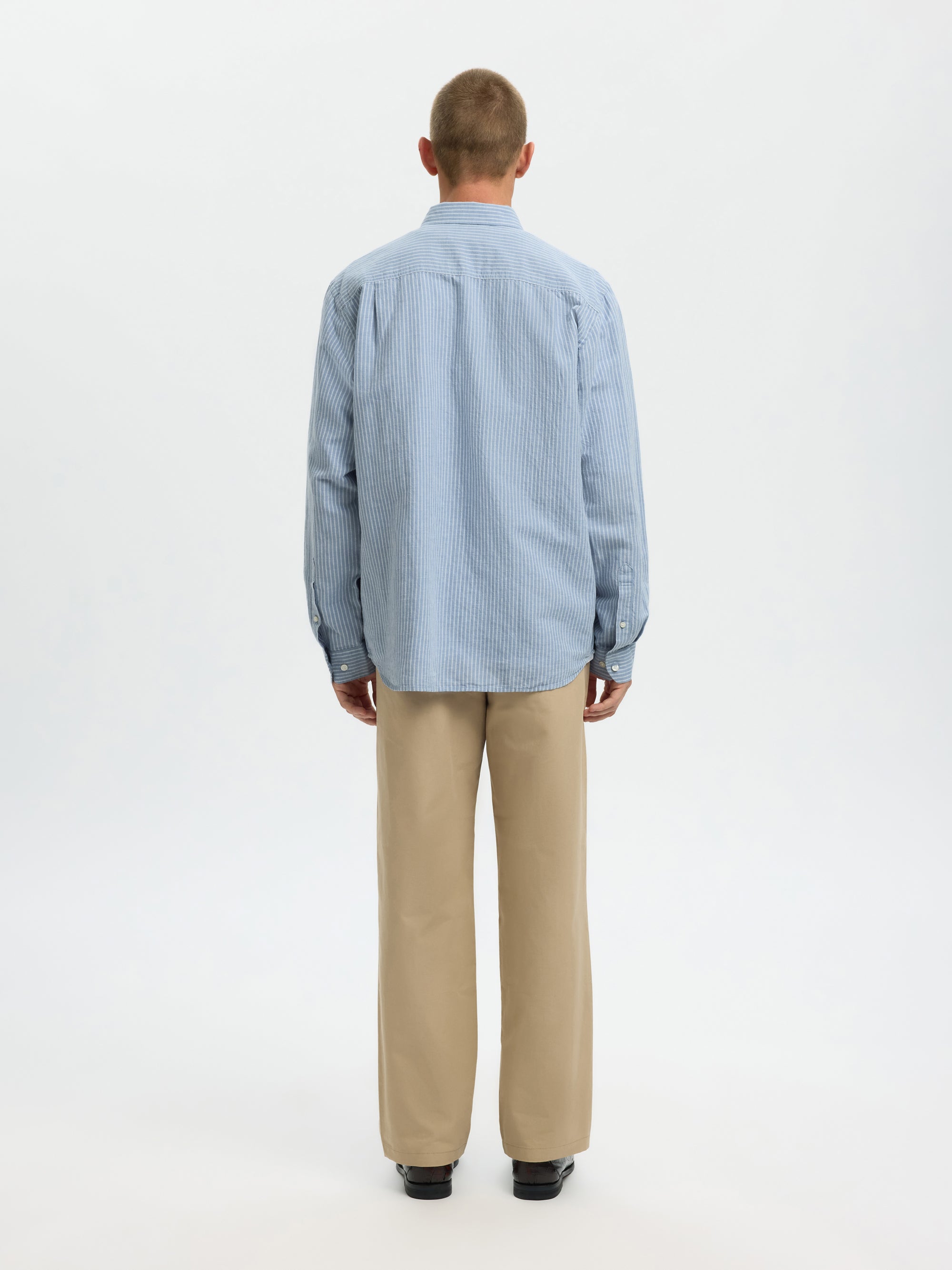 Clay Linen blend Long Sleeve Shirt - Dusty Blue