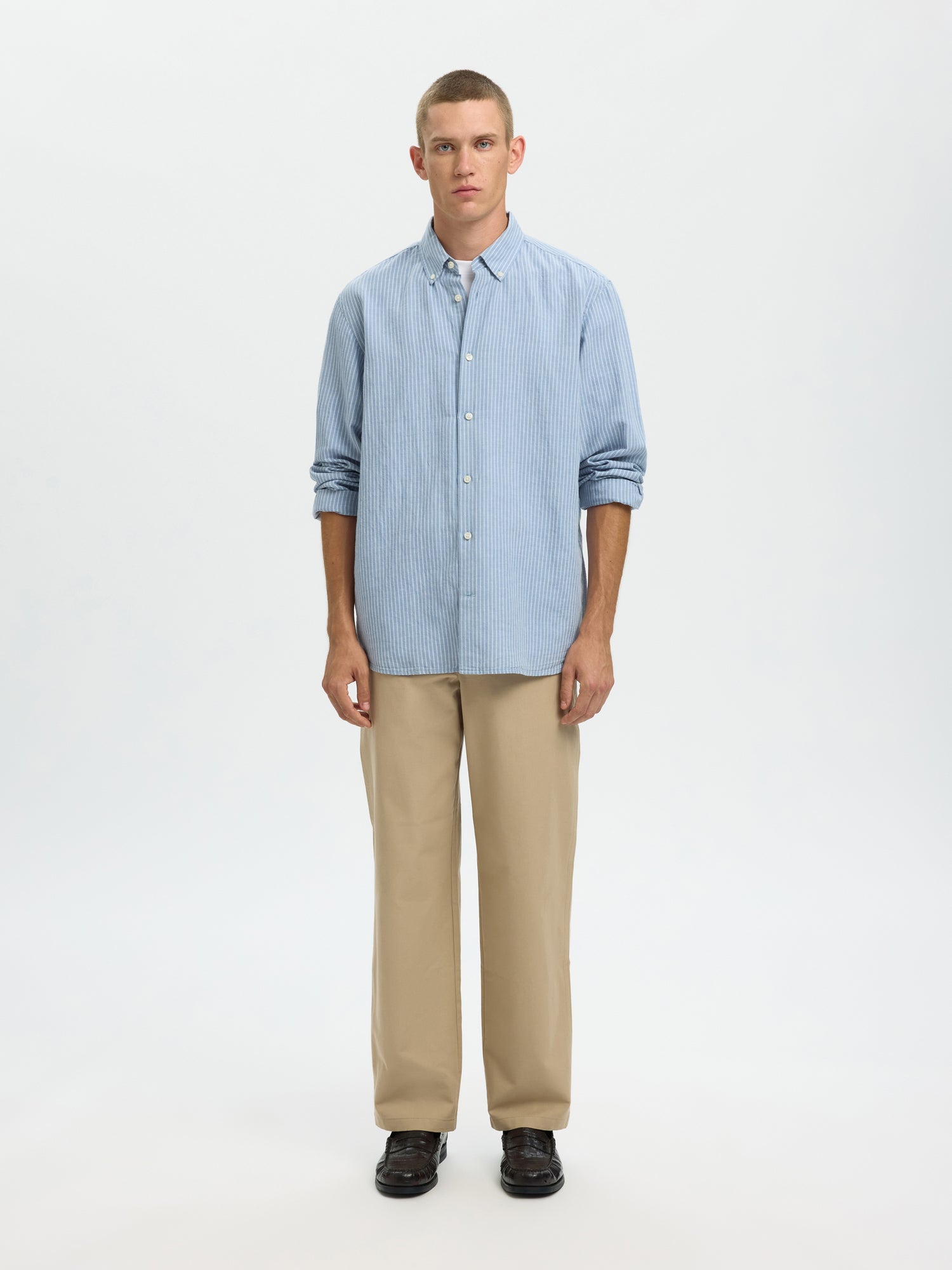 Clay Linen blend Long Sleeve Shirt - Dusty Blue