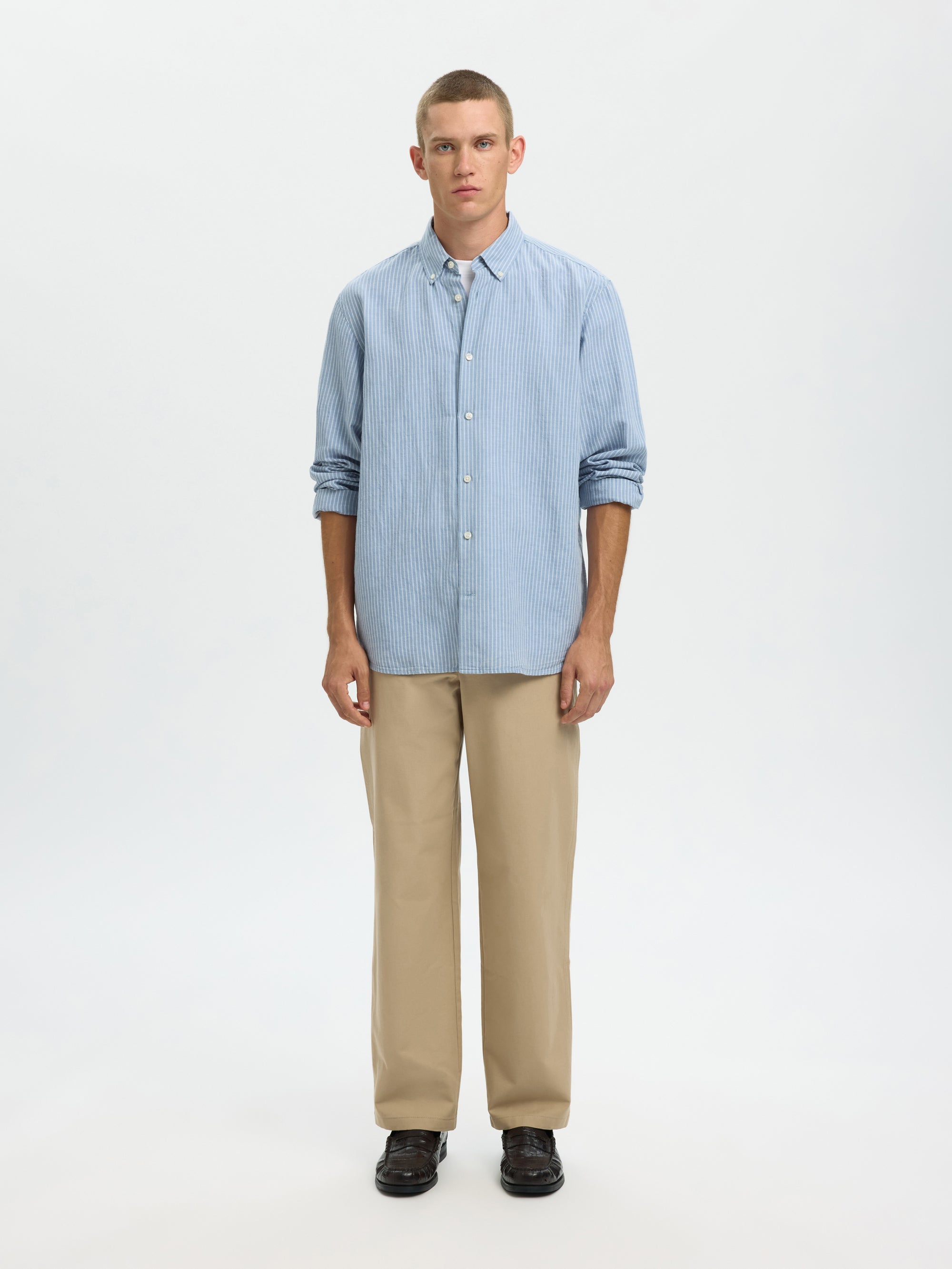 Clay Linen blend Long Sleeve Shirt - Dusty Blue