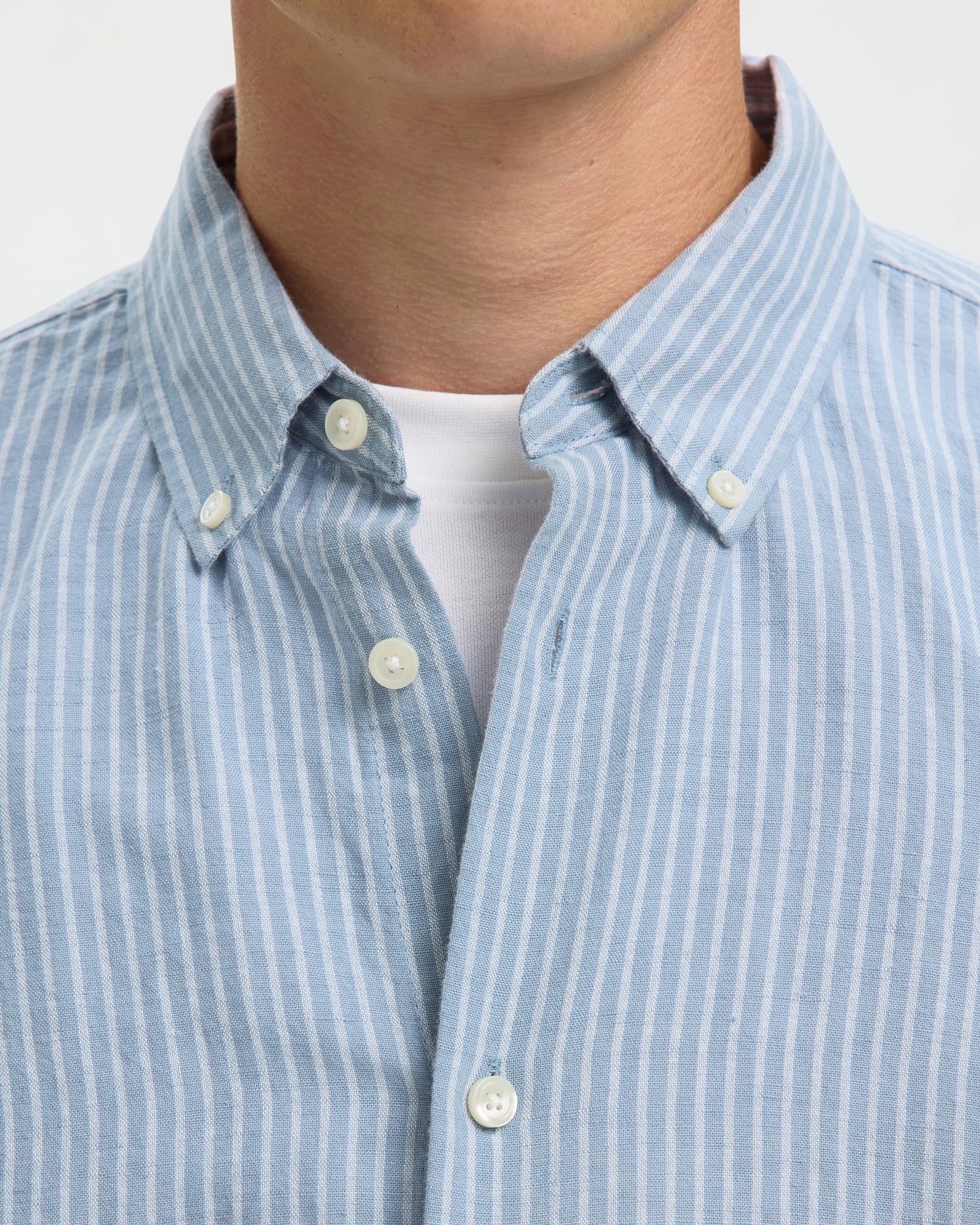 Clay Linen blend Long Sleeve Shirt - Dusty Blue