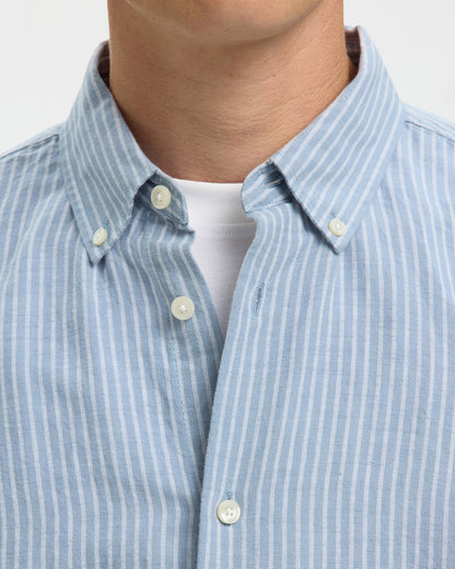 Clay Linen blend Long Sleeve Shirt - Dusty Blue