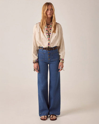 Cleo Cheesecloth Blouse - White