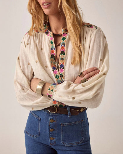 Cleo Cheesecloth Blouse - White