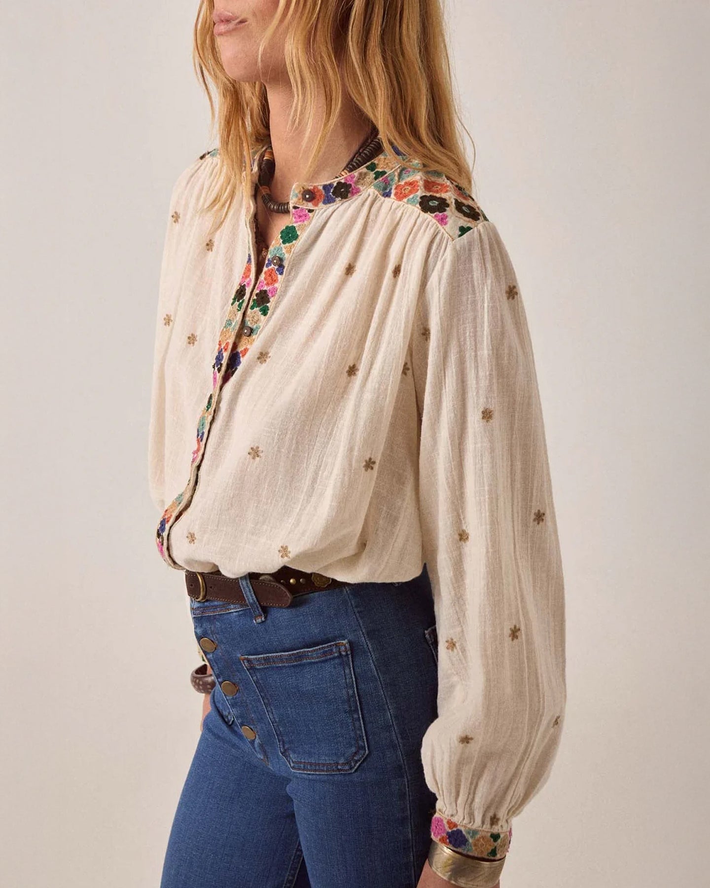 Cleo Cheesecloth Blouse - White