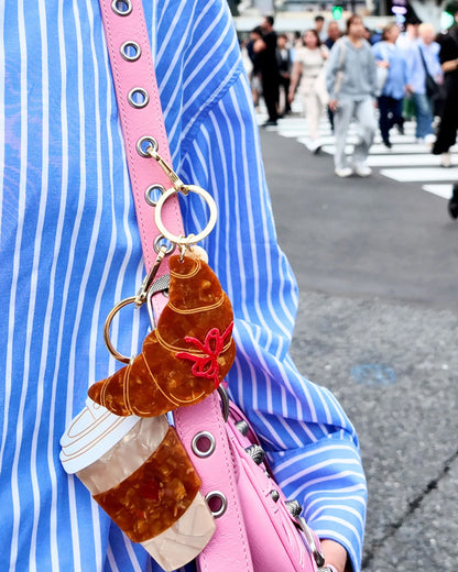 Coffee Cup Keyring - Brown