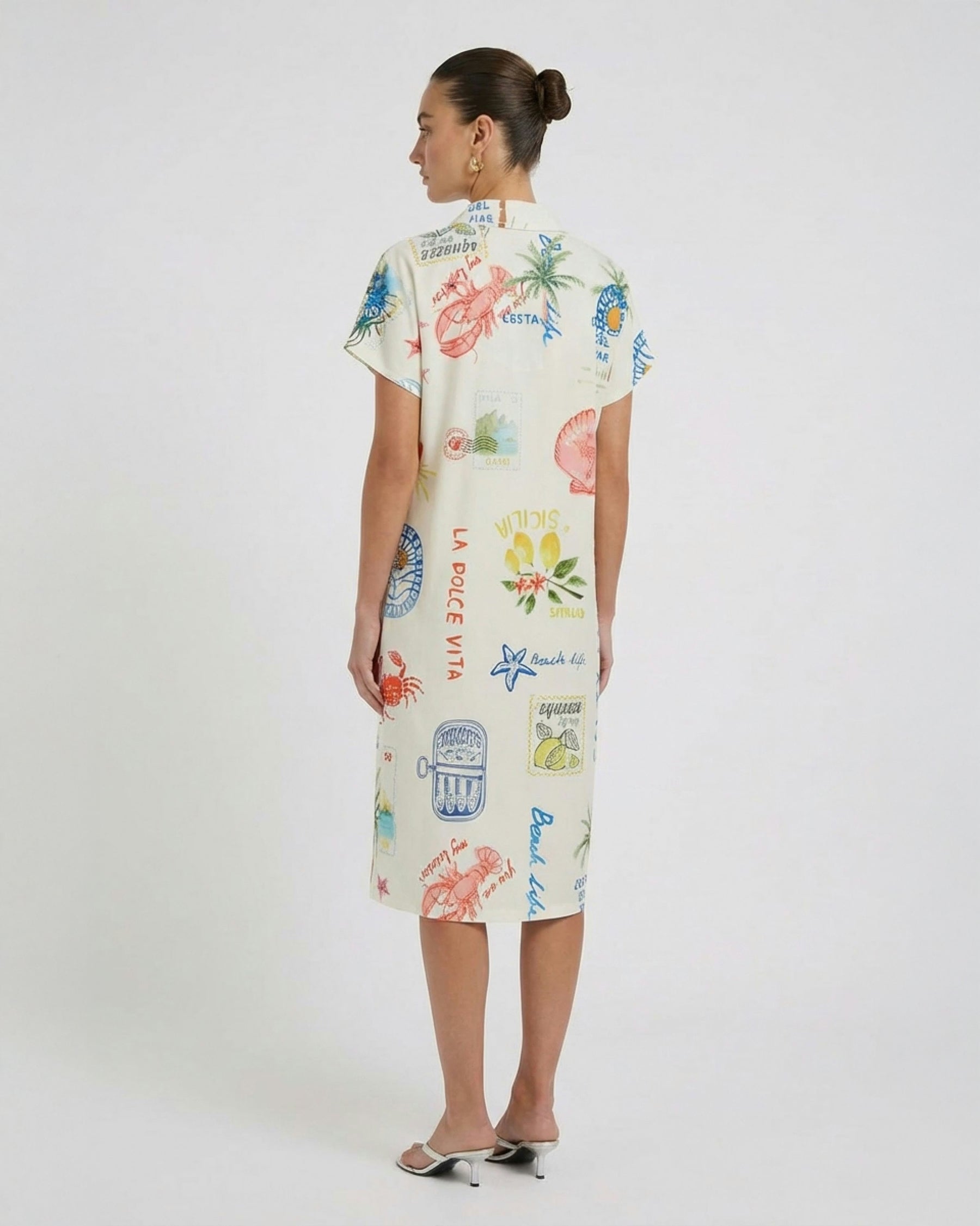 Collared Printed Dress - Multi