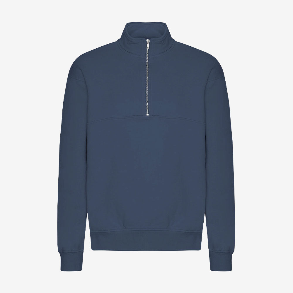 Organic Quarter Zip - Petrol Blue