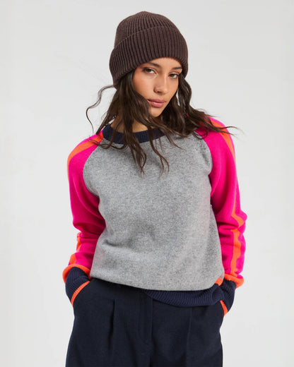 Colour Block Jumper - Grey Pink