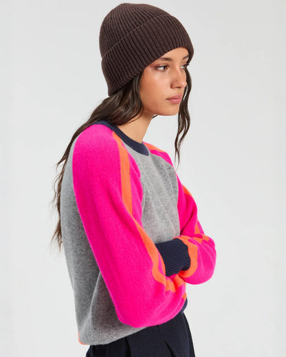 Colour Block Jumper - Grey Pink