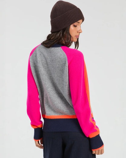 Colour Block Jumper - Grey Pink