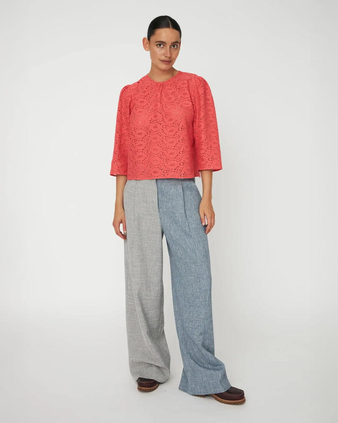 Cotton Lace Blouse - Summer Coral