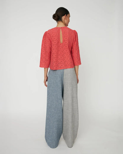 Cotton Lace Blouse - Summer Coral