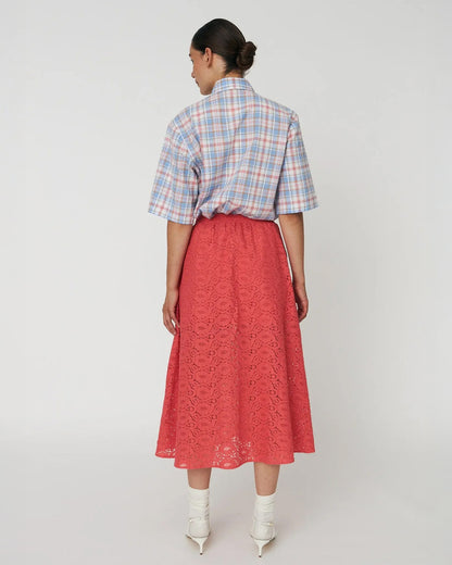 Cotton Lace Skirt - Summer Coral
