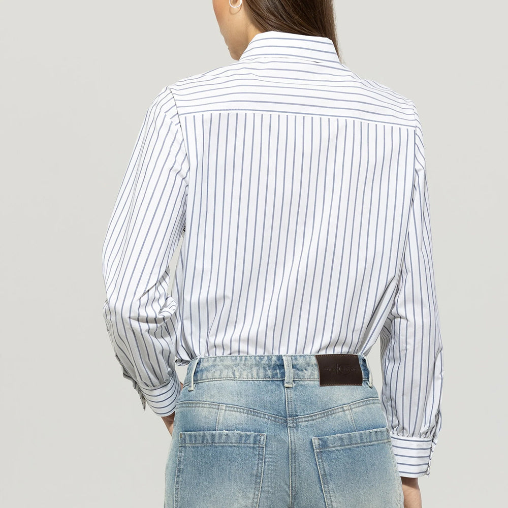 Cotton Striped Shirt With Braid - White Stripe