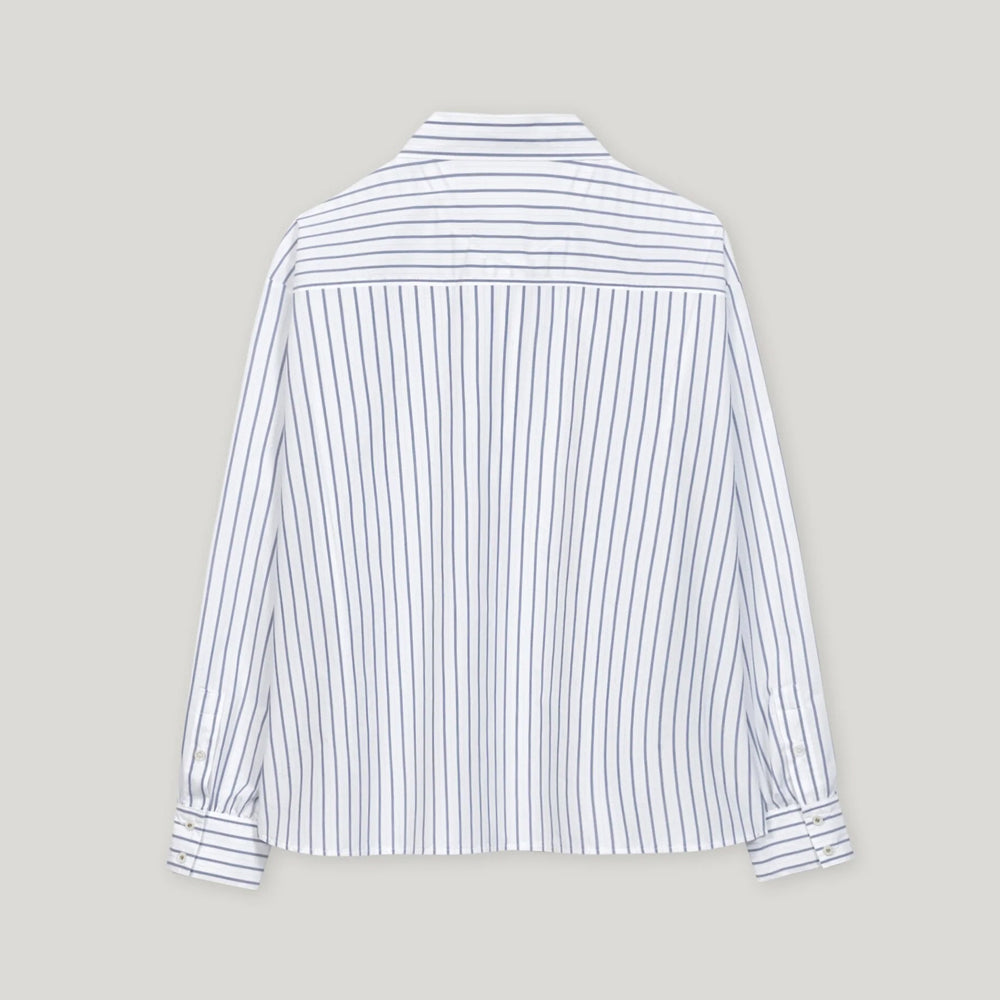 Cotton Striped Shirt With Braid - White Stripe