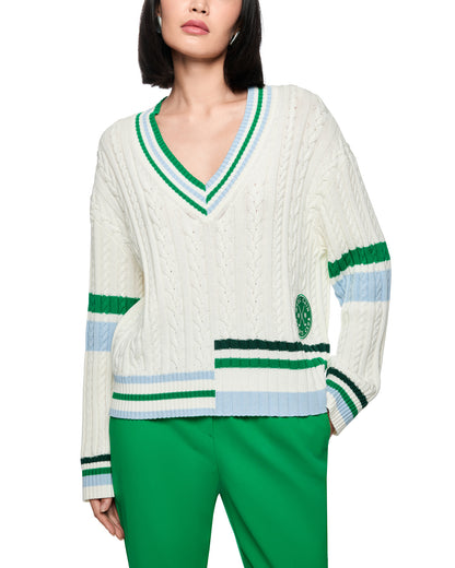 Cricket Jumper - White Green