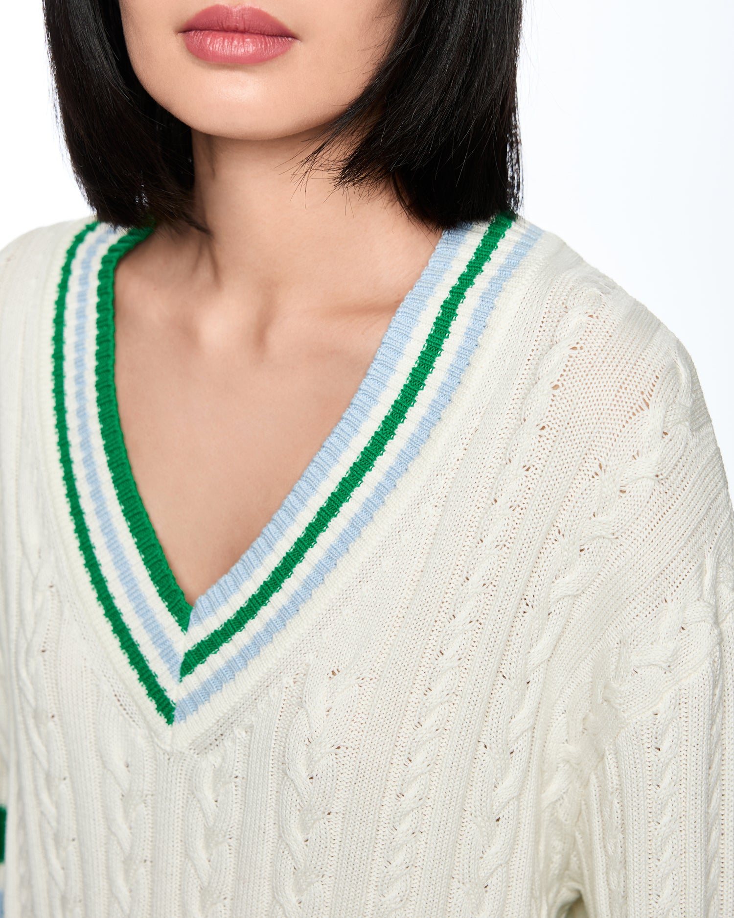 Cricket Jumper - White Green