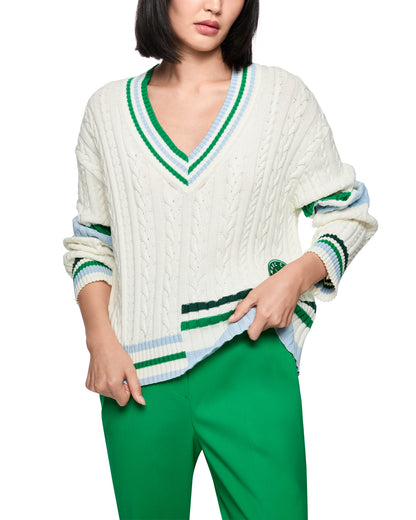 Cricket Jumper - White Green