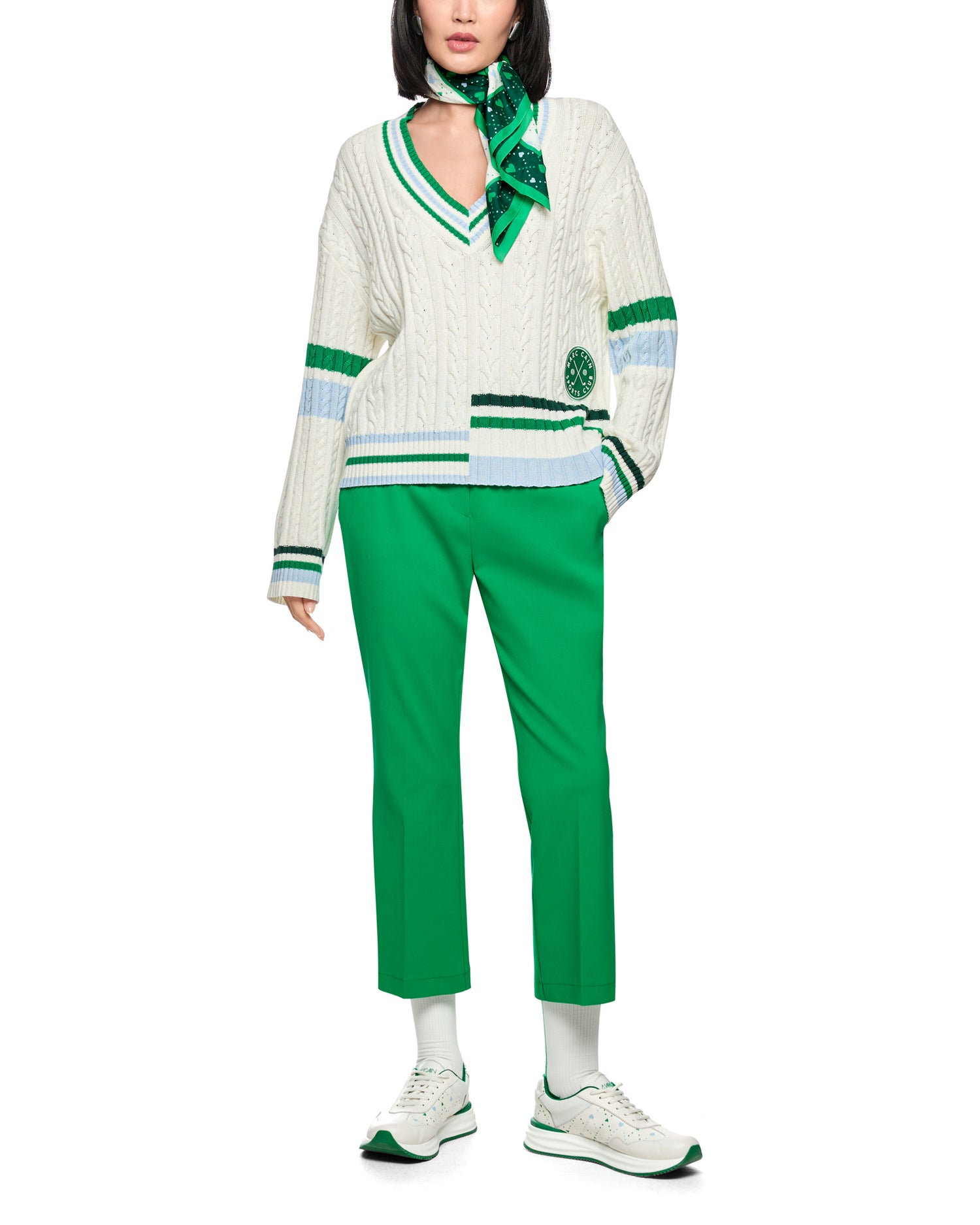 Cricket Jumper - White Green