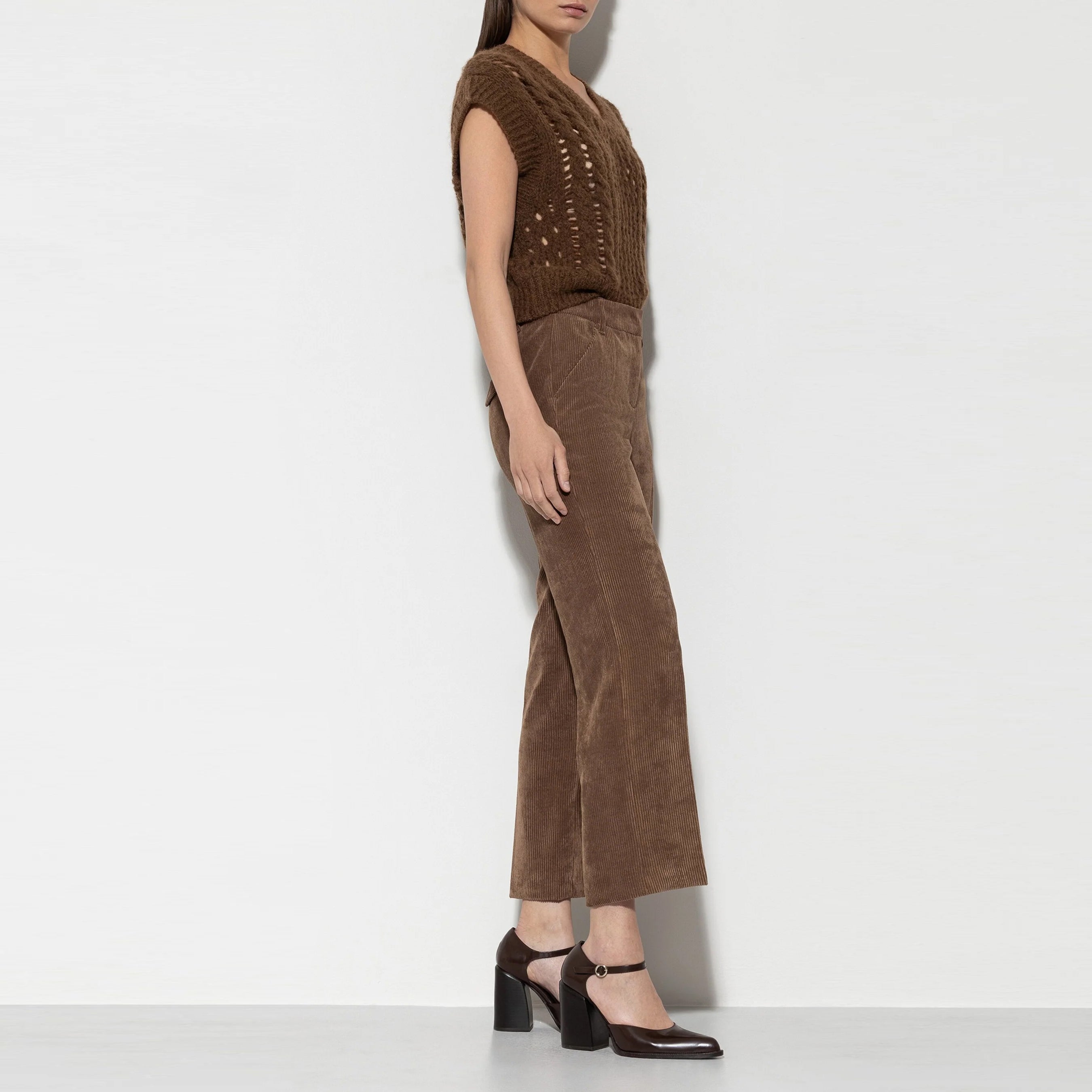 Cropped Cord Wide Leg - Hazelnut