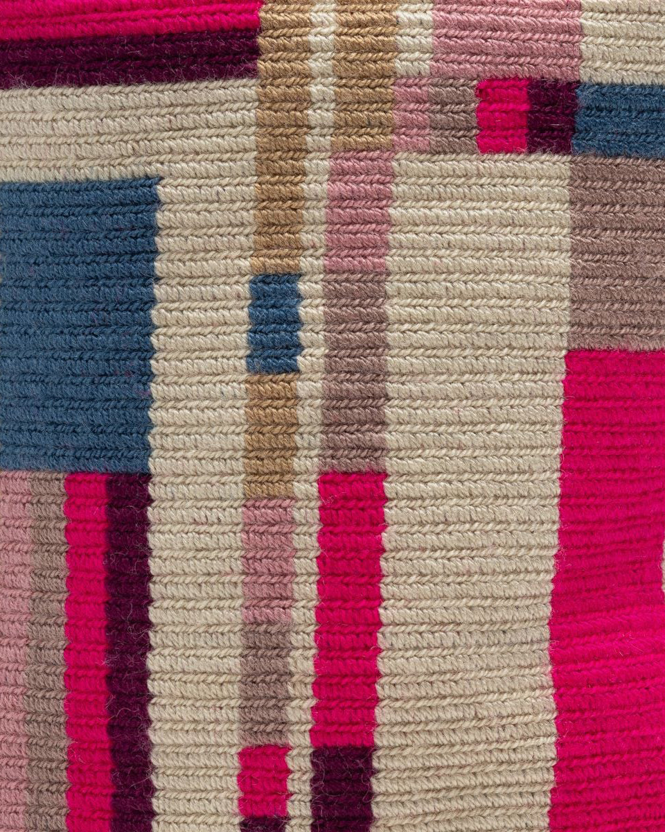 Crossbody Bag With Macrame Handle - Pink Blue