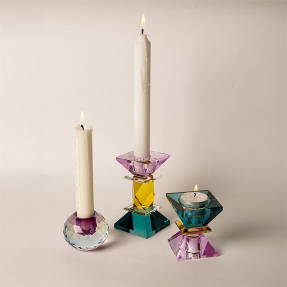 Crystal Glass Candle Holder - Clear