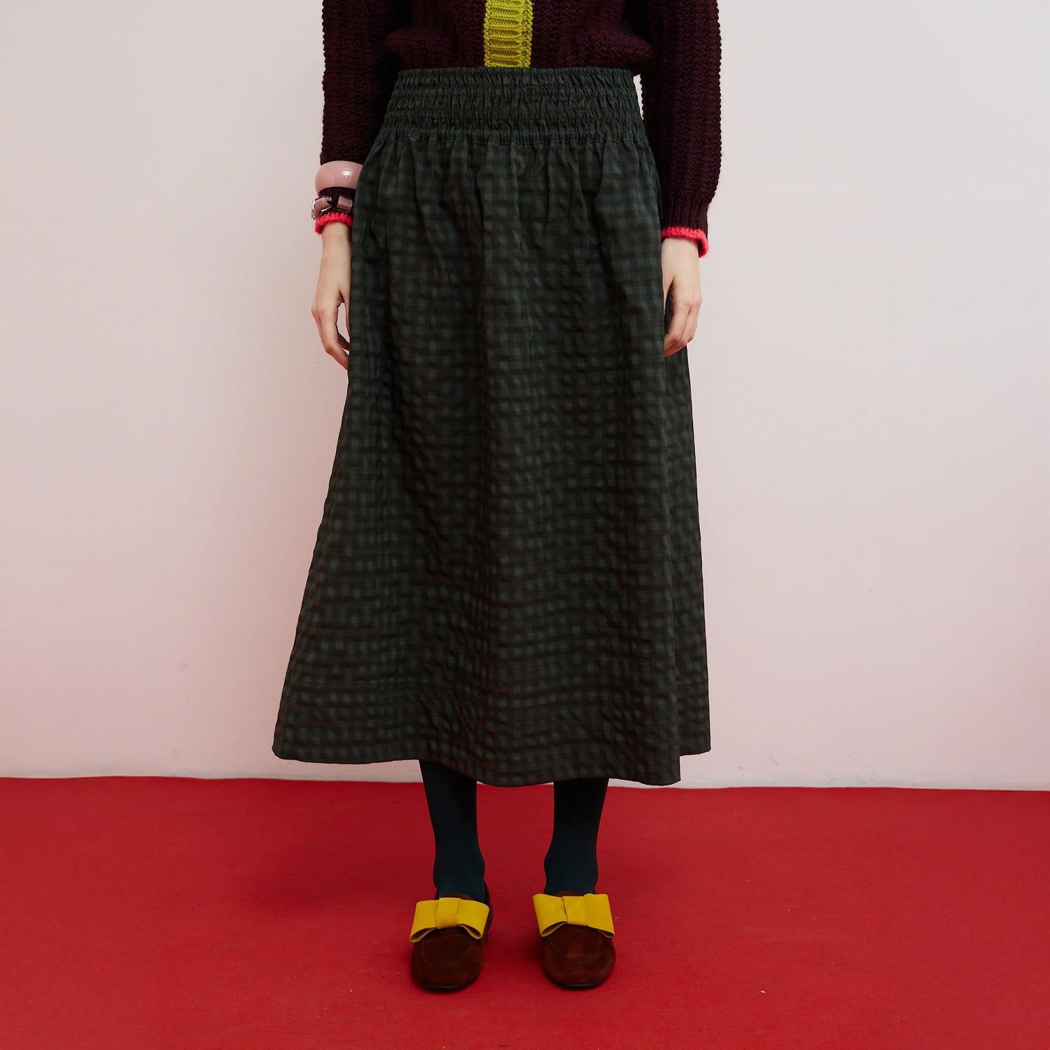 Cute Check Skirt - Khaki