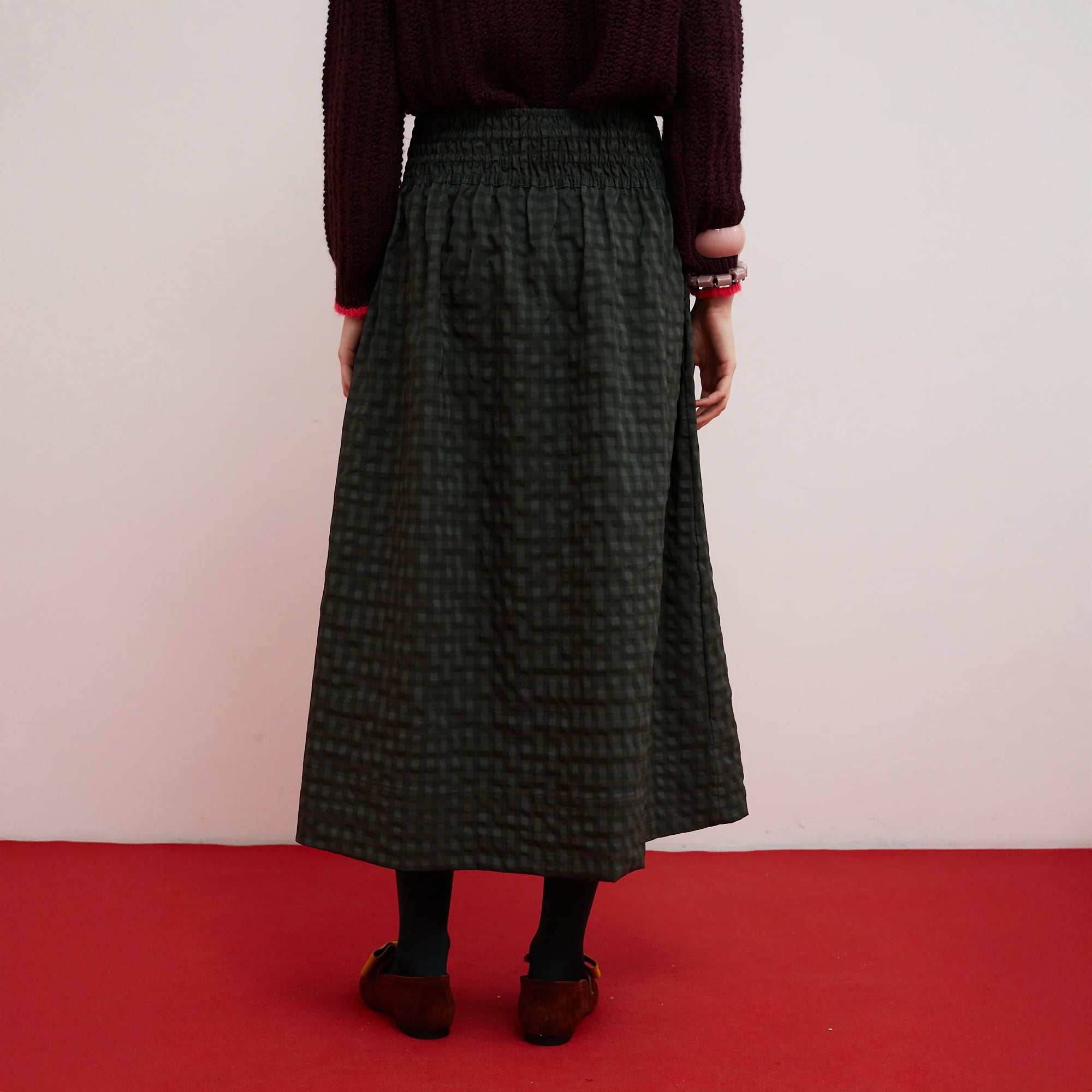 Cute Check Skirt - Khaki