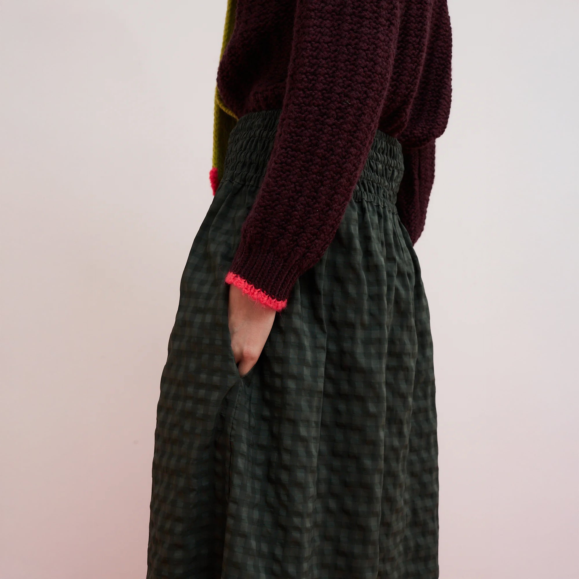 Cute Check Skirt - Khaki